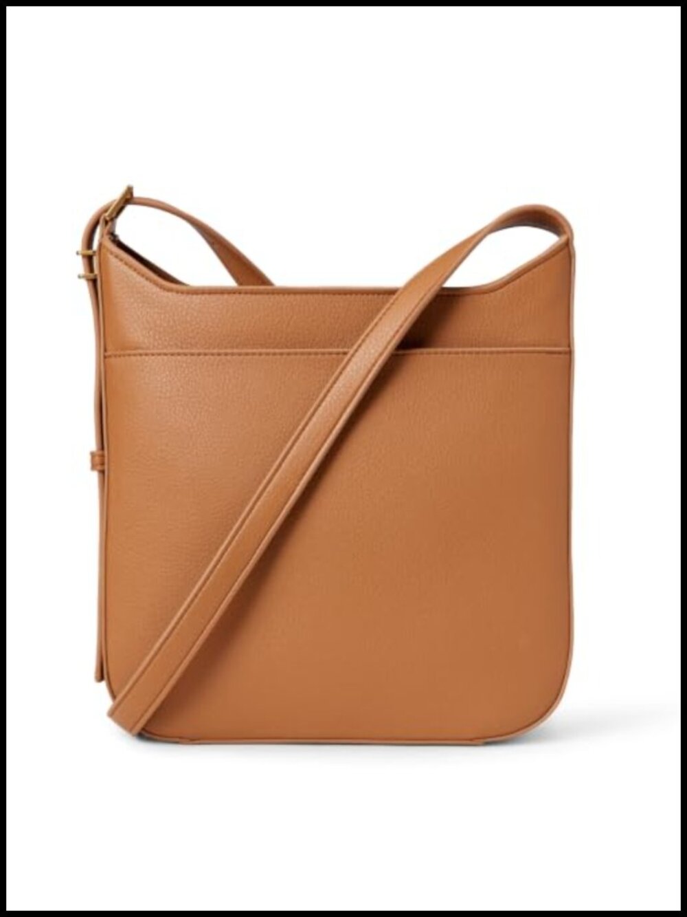 Faux Leather Slim Crossbody Bag Adjustable Strap Minimalist